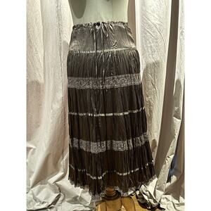 Vintage Silk And Lace Unworn Boho Western Prairie Peasant Skirt M 8